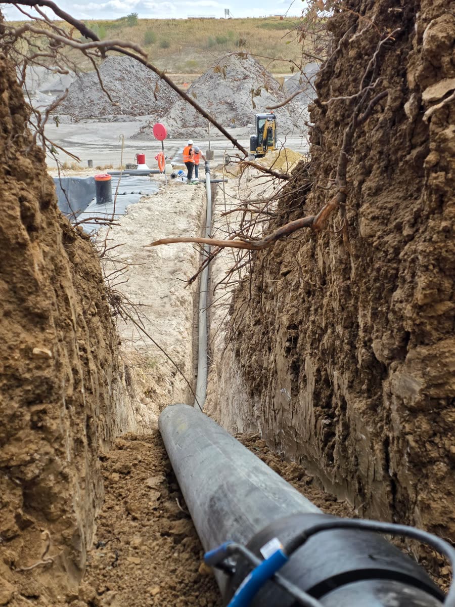 Soudure d'une conduite PEHD de 160 pour le pompage du bassin sud